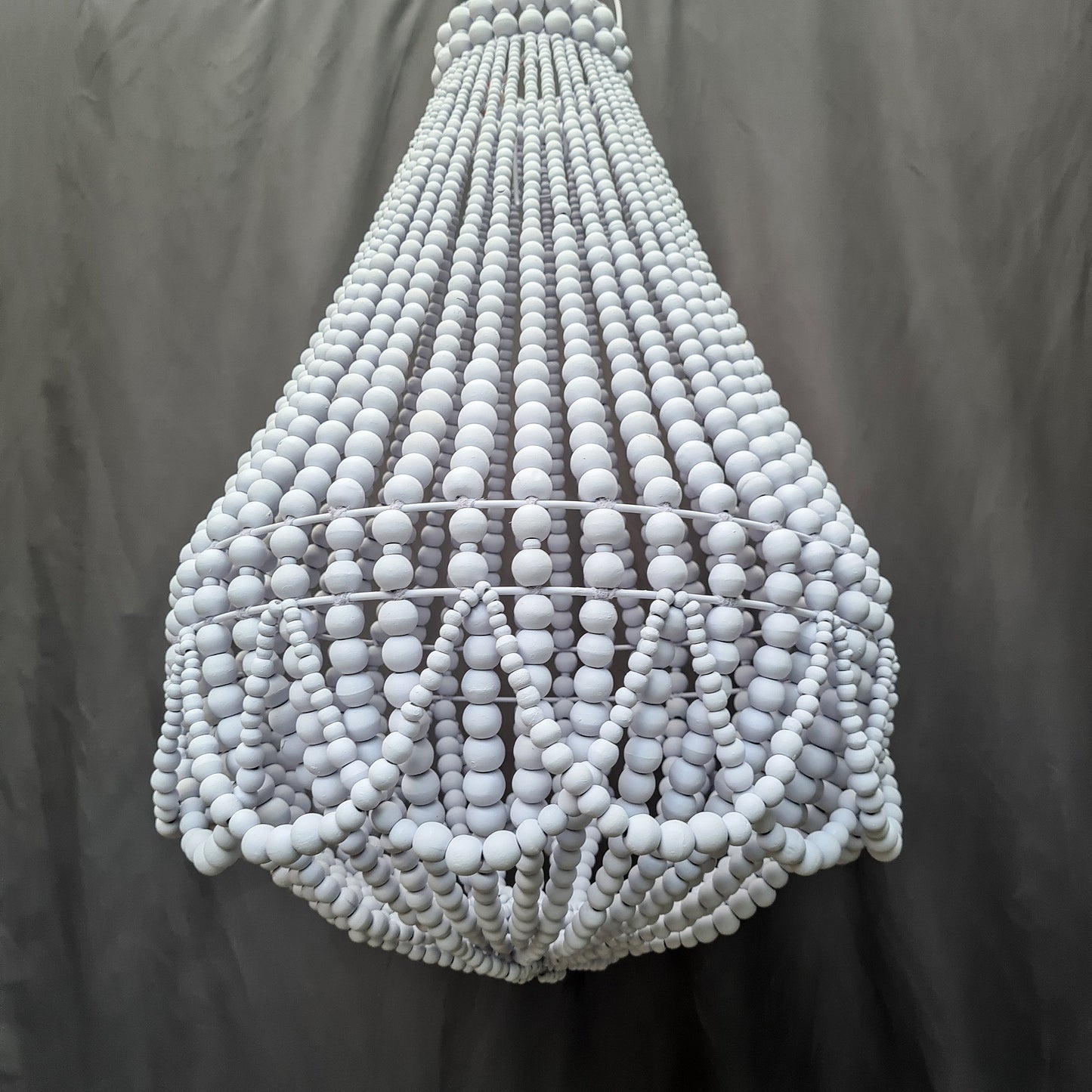Wood beads lampshade 50x75 white color, white lampshade, beaded lampshade, beaded chandelier, wood chandelier beads chandelier, pendant lamp