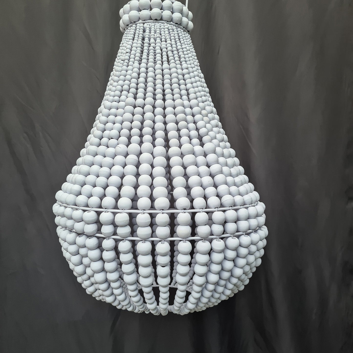 Wood beads lampshade 40x60, white lampshade, boho chandelier, pendant lampshade, beaded lampshade, beaded chandelier, wooden chandelier
