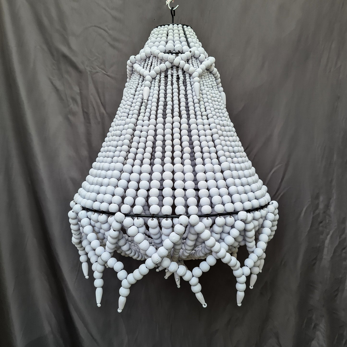 Wood beads lampshade 50x70, white lampshade, beaded pendant lampshade, bohemian chandelier, wooden chandelier, beaded chandelier, boho lamp