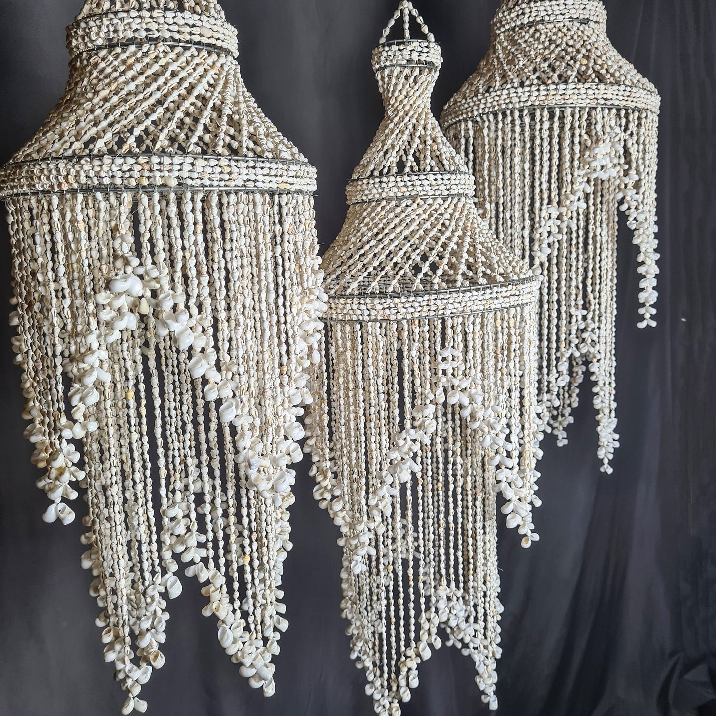 Pendant shell lampshade wave 30x90cm sea shells chandelier white shell lamp shade boho bohemian pendant chandelier