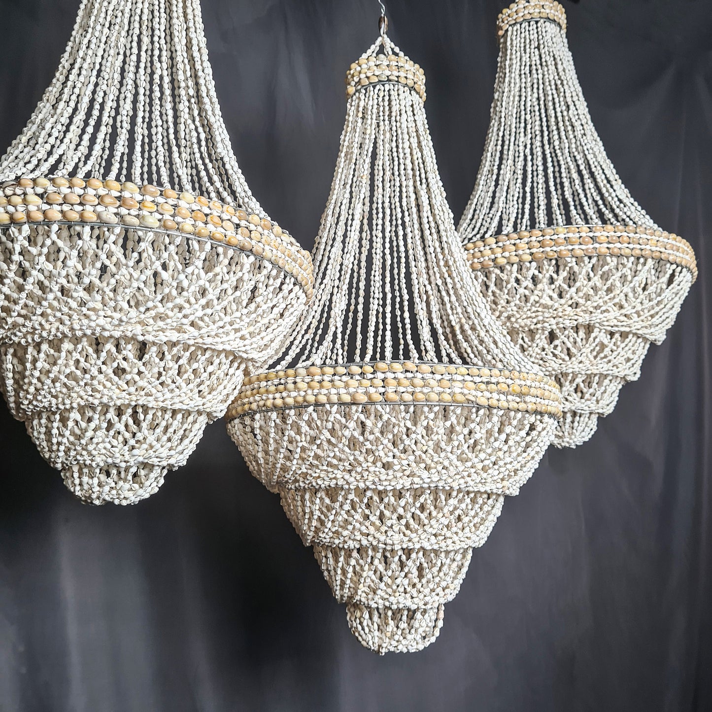 Pendant shell lampshade pyramid 40x100cm sea shells chandelier white shell lamp shade boho bohemian pendant chandelier
