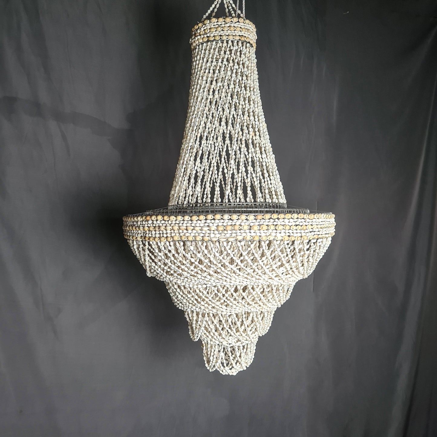 Pendant shell lampshade pyramid 50x110cm sea shells chandelier white shell lamp shade boho bohemian pendant chandelier