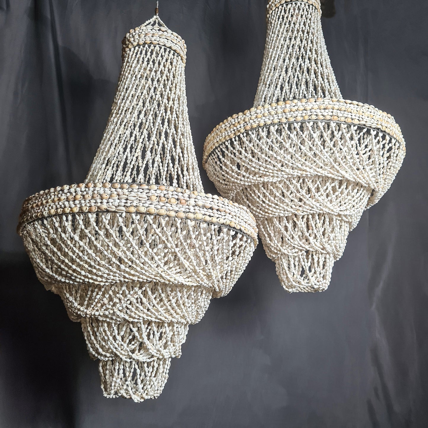 Pendant shell lampshade pyramid 50x110cm sea shells chandelier white shell lamp shade boho bohemian pendant chandelier