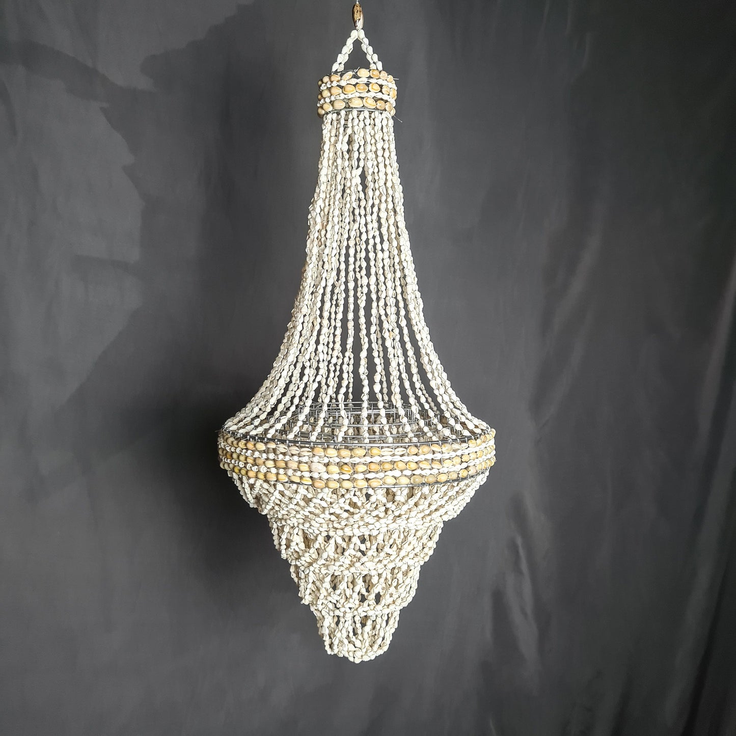 Pendant shell lampshade pyramid 30x70cm sea shells chandelier white shell lamp shade boho bohemian pendant chandelier