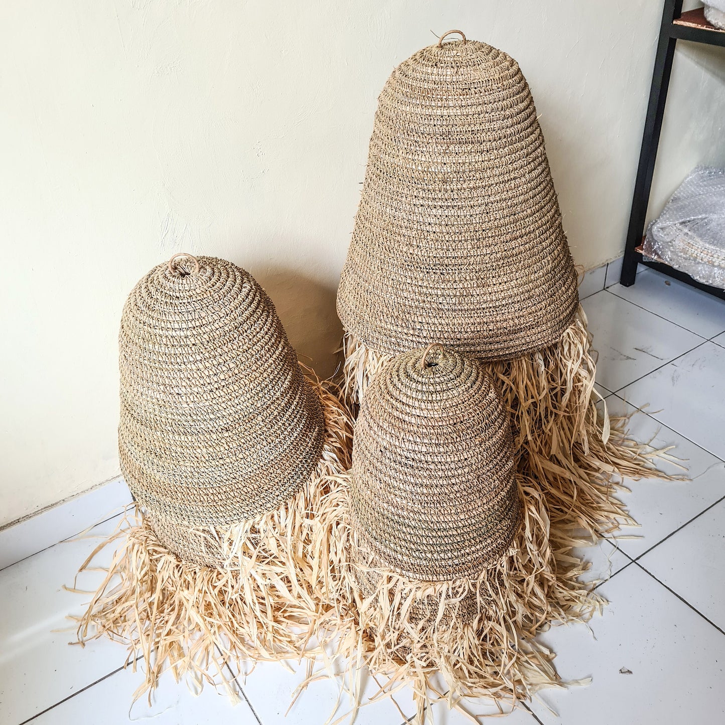 Set of 3 lampshade 30cm 40cm 50cm wicker pendant lamp shade bohemian lamp boho style decor chandelier