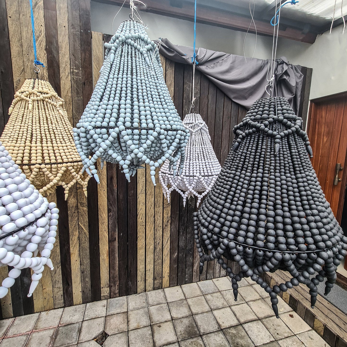 Beaded chandelier beads lampshade beaded lampshade boho lampshade pendant lamp wooden beads wooden lampshade