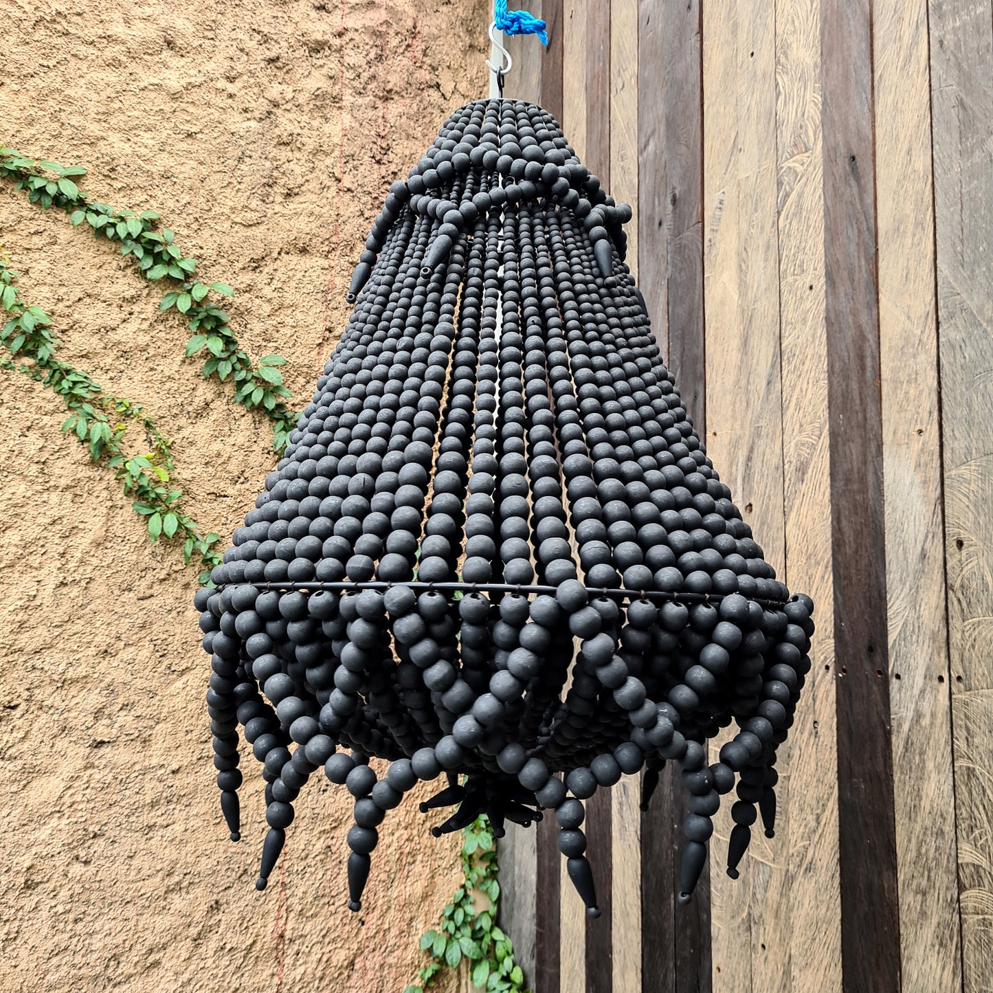 Beaded chandelier beads lampshade beaded lampshade boho lampshade pendant lamp wooden beads wooden lampshade
