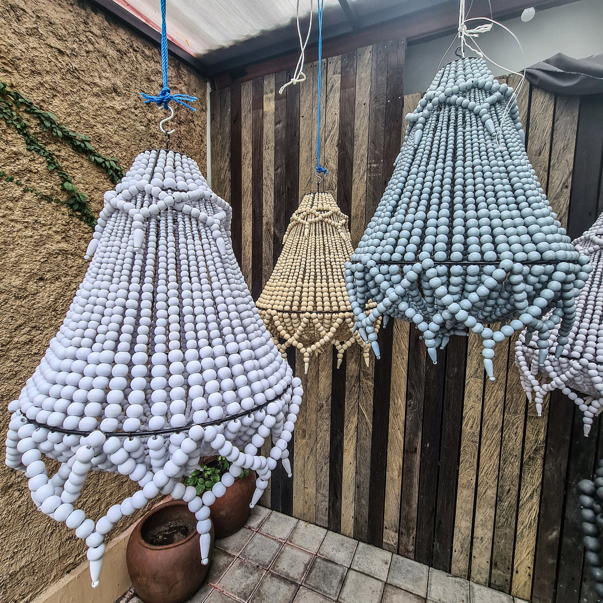 Beaded chandelier beads lampshade beaded lampshade boho lampshade pendant lamp wooden beads wooden lampshade