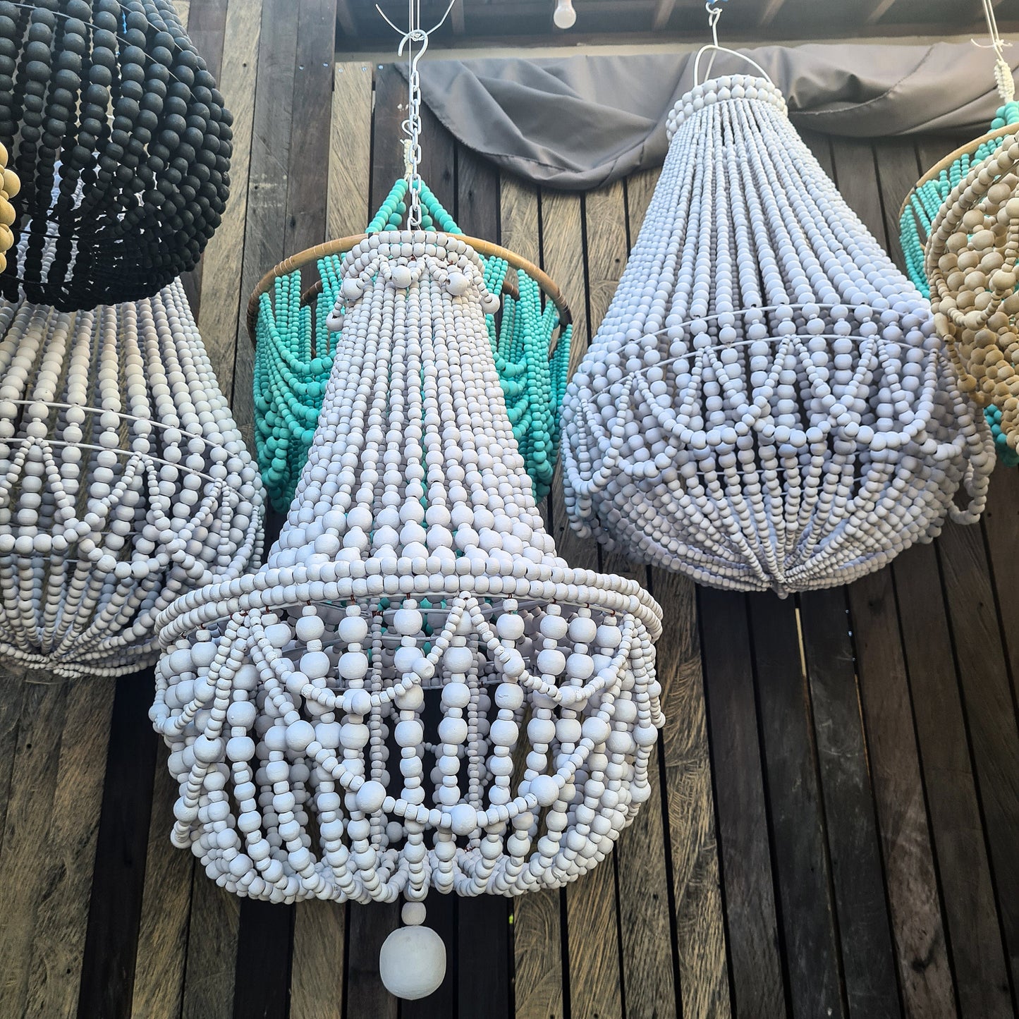 Beaded lampshade wood beads chandelier beaded pendant lamp shade wooden lamp boho bohemian