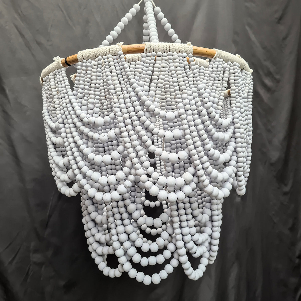 Beaded chandelier wooden lampshade beaded boho lamp bohemian style pendant lampshade wood beads decor