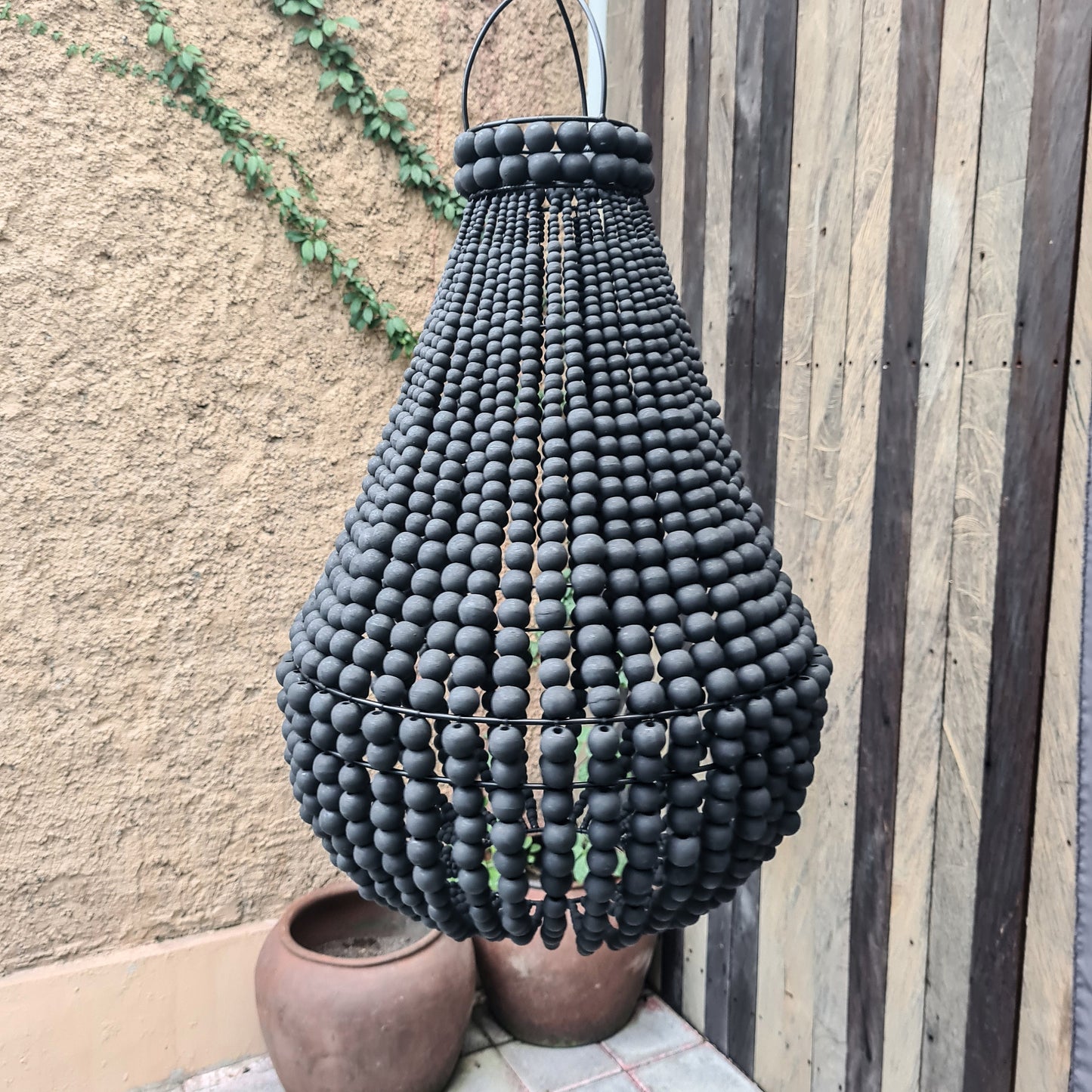 Wooden beaded pendant lampshade boho chandeliers beads bohemian lamp shade wood beads chandelier