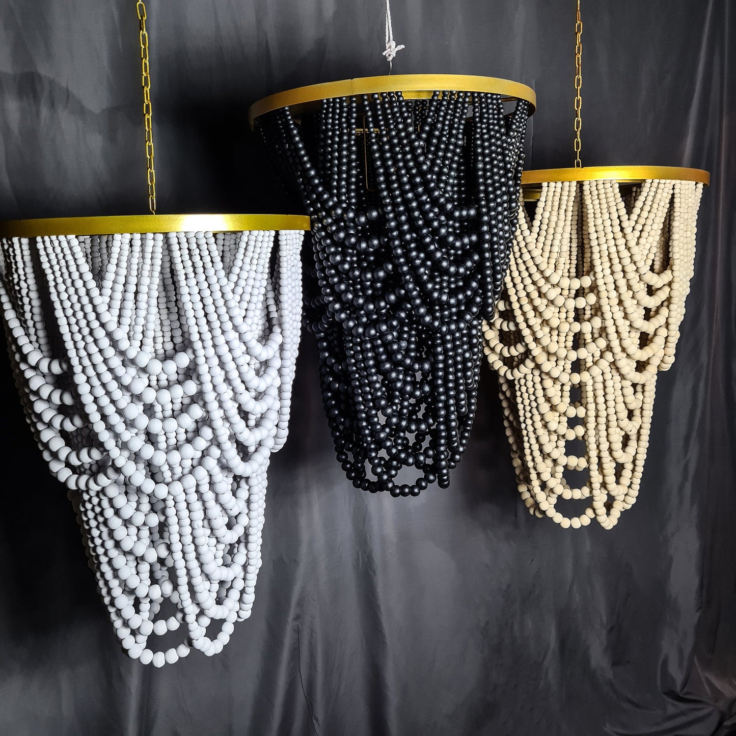Beaded lampshade 50x80, white black natural beads chandelier bead wooden lamp bohemian lamp shade wood beads chandelier