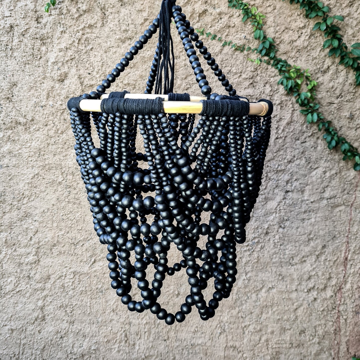 Beaded lampshade wooden beads chandelier pendant lamp shade beaded bohemian chandelier home lamp lighting