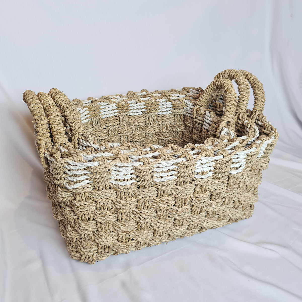 Basket laundry set 3, wicker baskets seagrass woven basket square basket interior items eco basket wicker box boxes