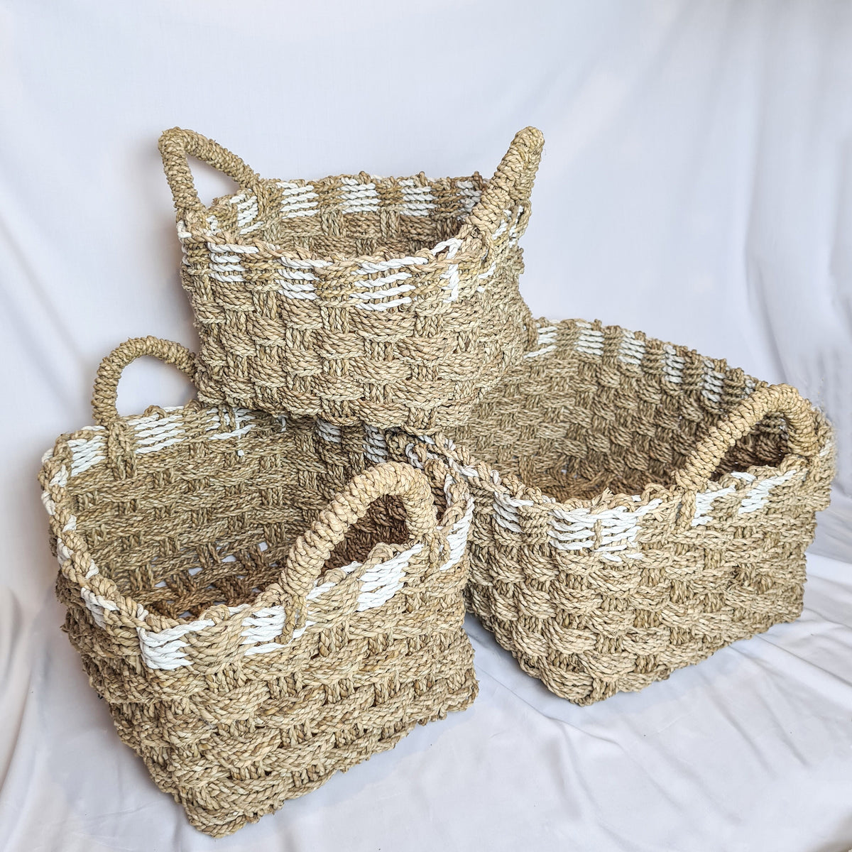 Basket laundry set 3, wicker baskets seagrass woven basket square basket interior items eco basket wicker box boxes
