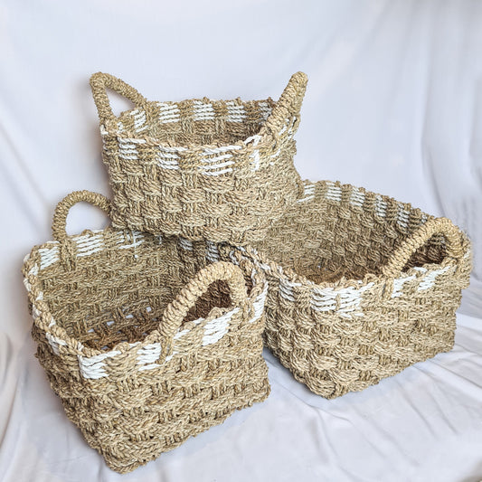 Basket laundry set 3, wicker baskets seagrass woven basket square basket interior items eco basket wicker box boxes