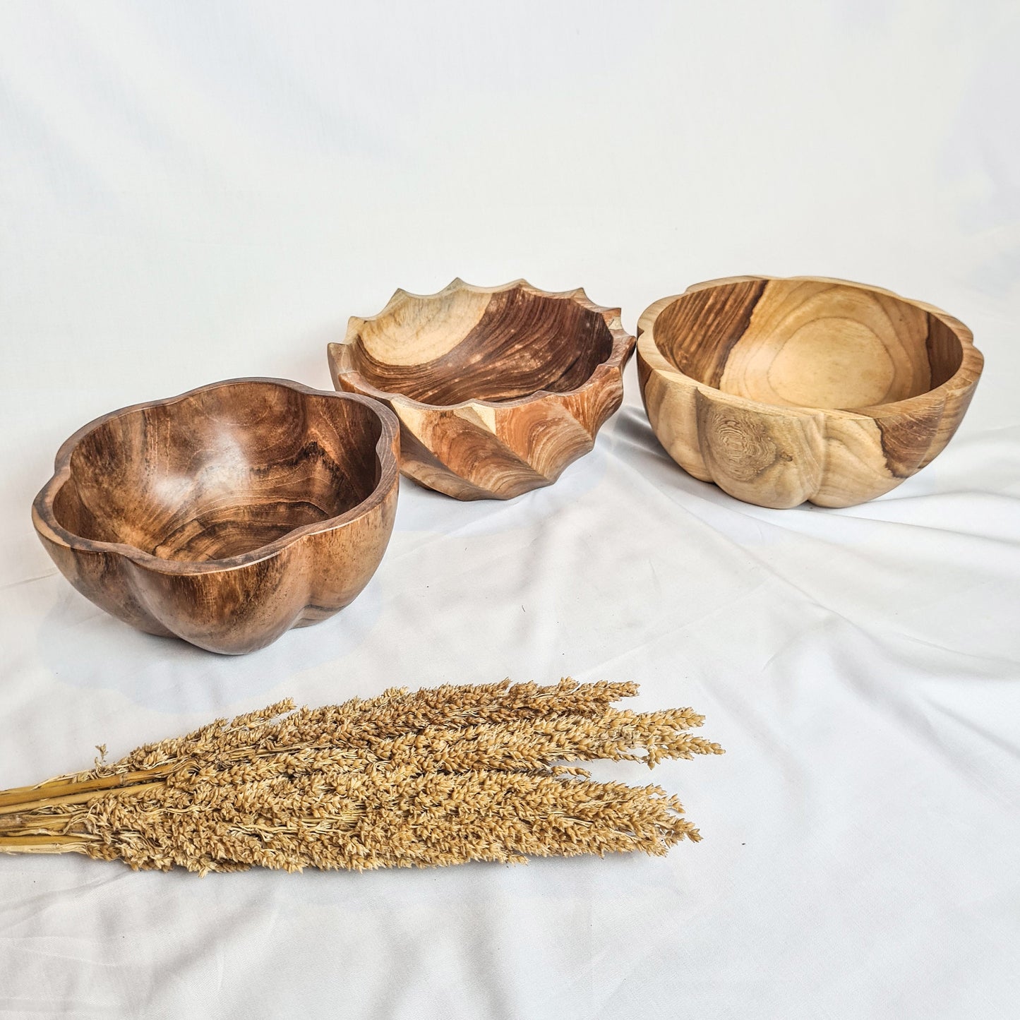 Teak wood bowls set 3 wooden bowl wood bowls eco tableware teak wood plate