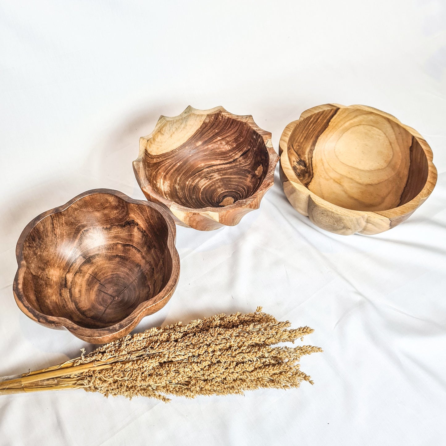 Teak wood bowls set 3 wooden bowl wood bowls eco tableware teak wood plate