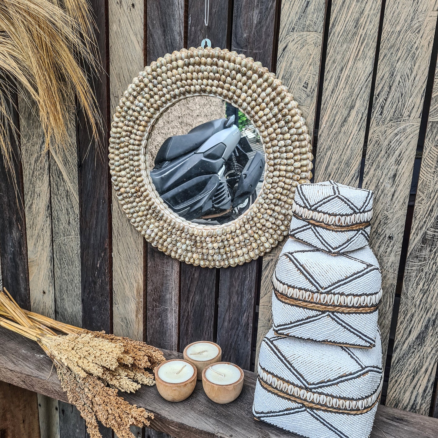 Shell mirror 47cm boho decoration made from sea shells bohemian mirror wall decor wall hangings shells decor