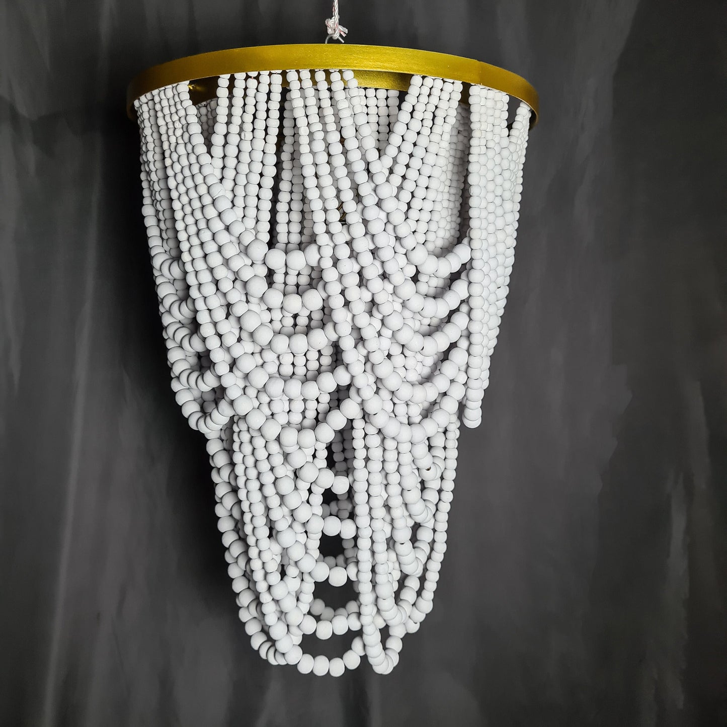 Wooden beads chandelier 50x70cm white beaded lampshade boho lamp shade wooden pendant lamp bohemian decor