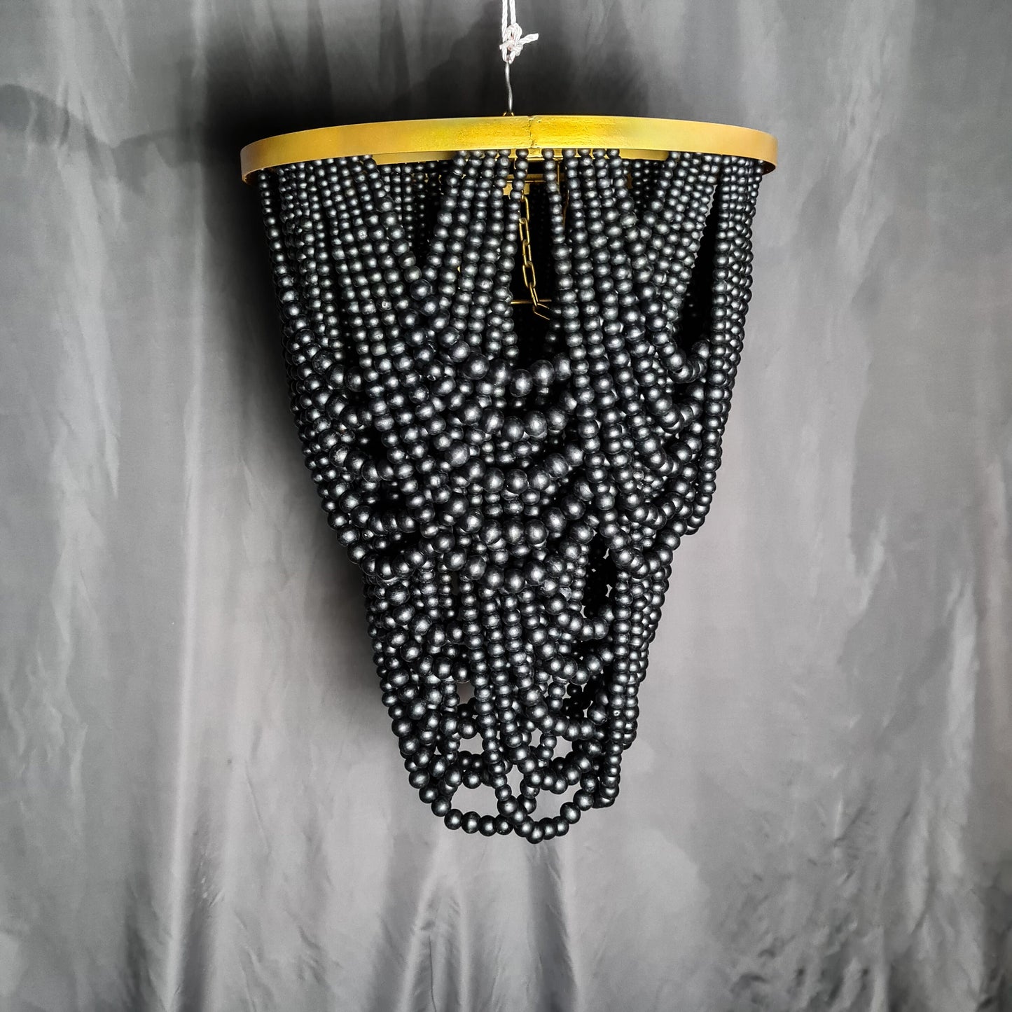 Wooden beads chandelier 50x70cm black color beaded lampshade boho lamp shade wooden pendant lamp bohemian decor