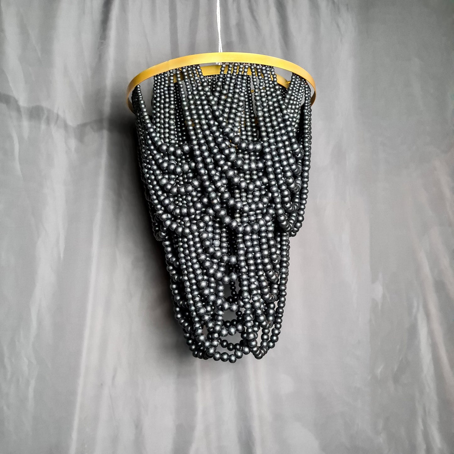 Wooden beads chandelier 50x70cm black color beaded lampshade boho lamp shade wooden pendant lamp bohemian decor