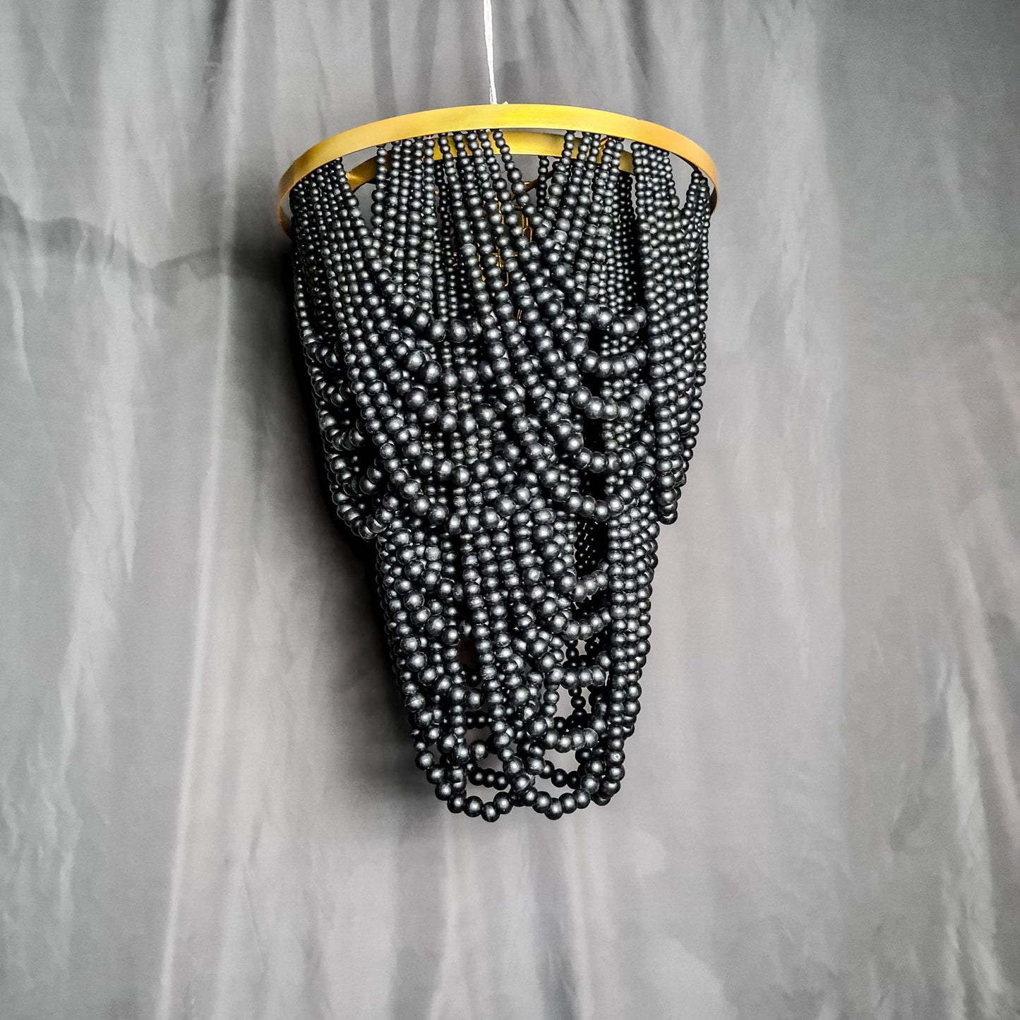 Wooden beads chandelier 50x70cm black color beaded lampshade boho lamp shade wooden pendant lamp bohemian decor