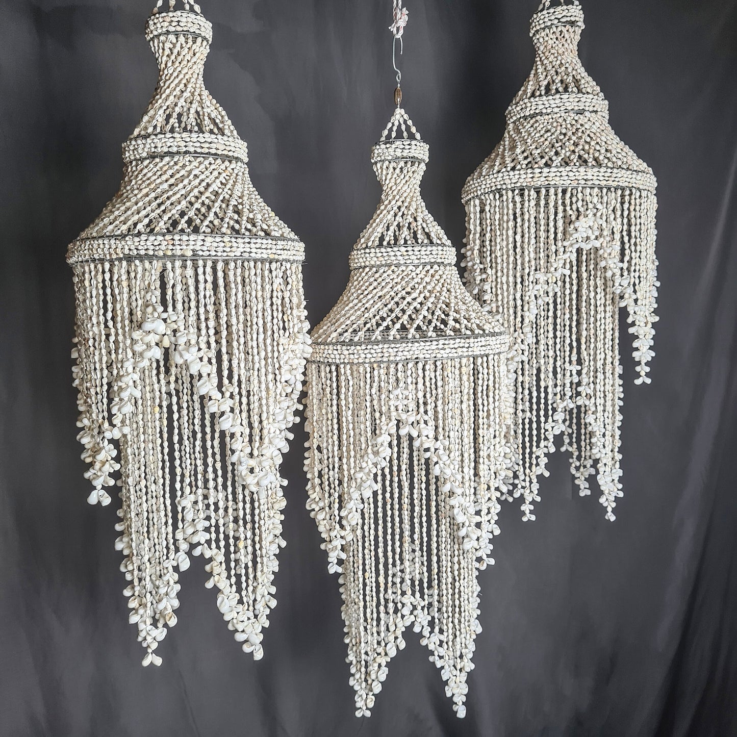 Pendant shell lampshade wave 30x90cm sea shells chandelier white shell lamp shade boho bohemian pendant chandelier