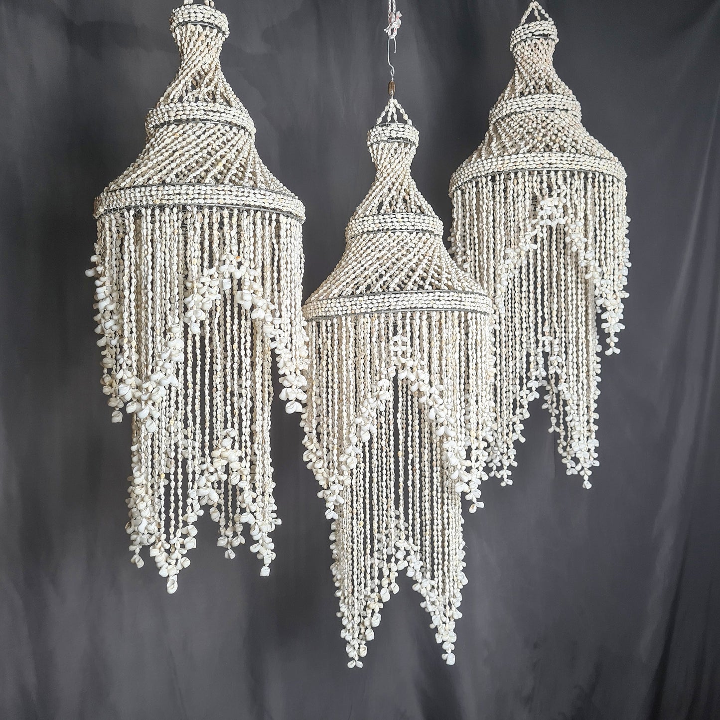 Pendant shell lampshade wave 30x90cm sea shells chandelier white shell lamp shade boho bohemian pendant chandelier