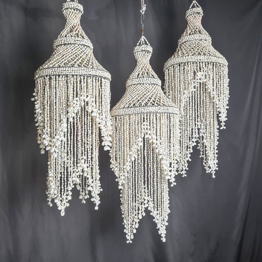 Pendant shell lampshade wave 30x90cm sea shells chandelier white shell lamp shade boho bohemian pendant chandelier