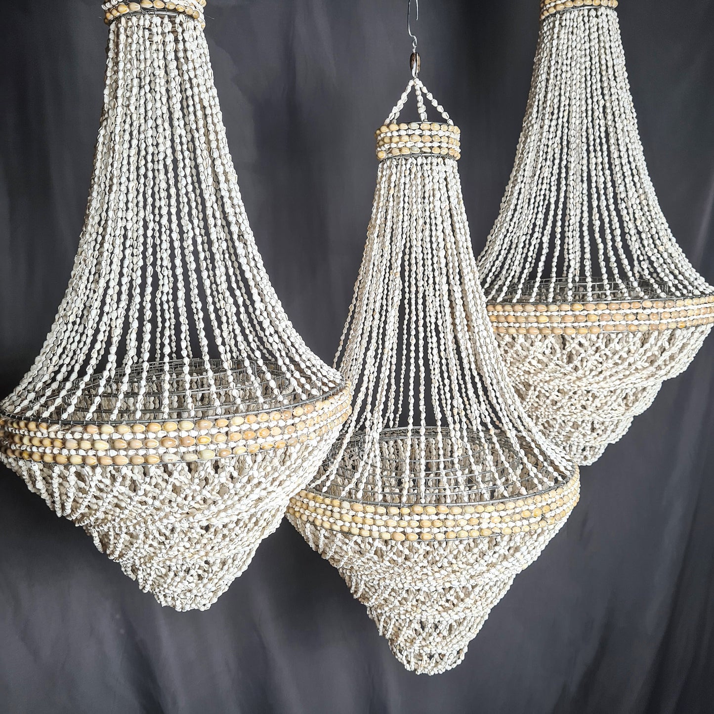 Pendant shell lampshade pyramid 40x100cm sea shells chandelier white shell lamp shade boho bohemian pendant chandelier