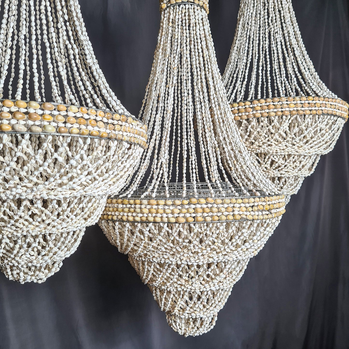 Pendant shell lampshade pyramid 40x100cm sea shells chandelier white shell lamp shade boho bohemian pendant chandelier