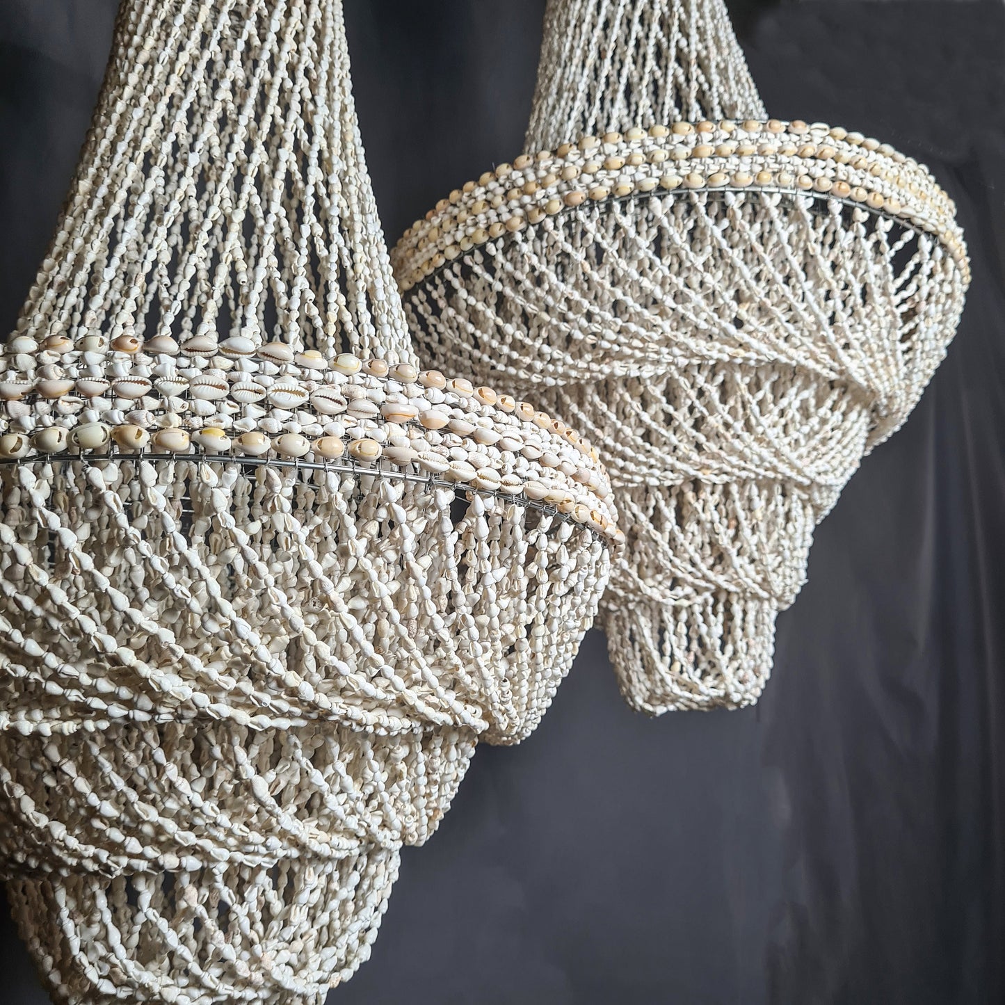 Pendant shell lampshade pyramid 50x110cm sea shells chandelier white shell lamp shade boho bohemian pendant chandelier