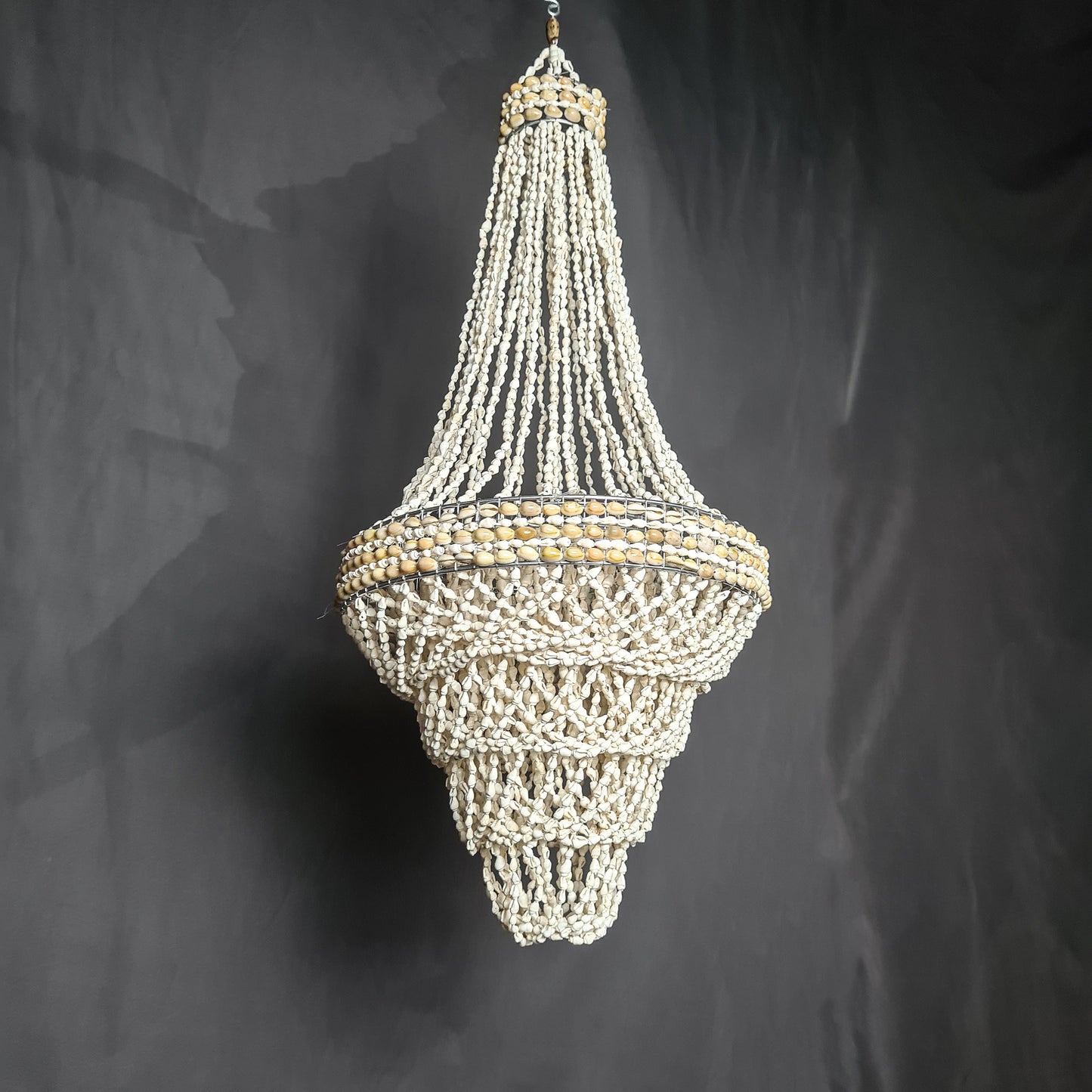 Pendant shell lampshade pyramid 30x70cm sea shells chandelier white shell lamp shade boho bohemian pendant chandelier
