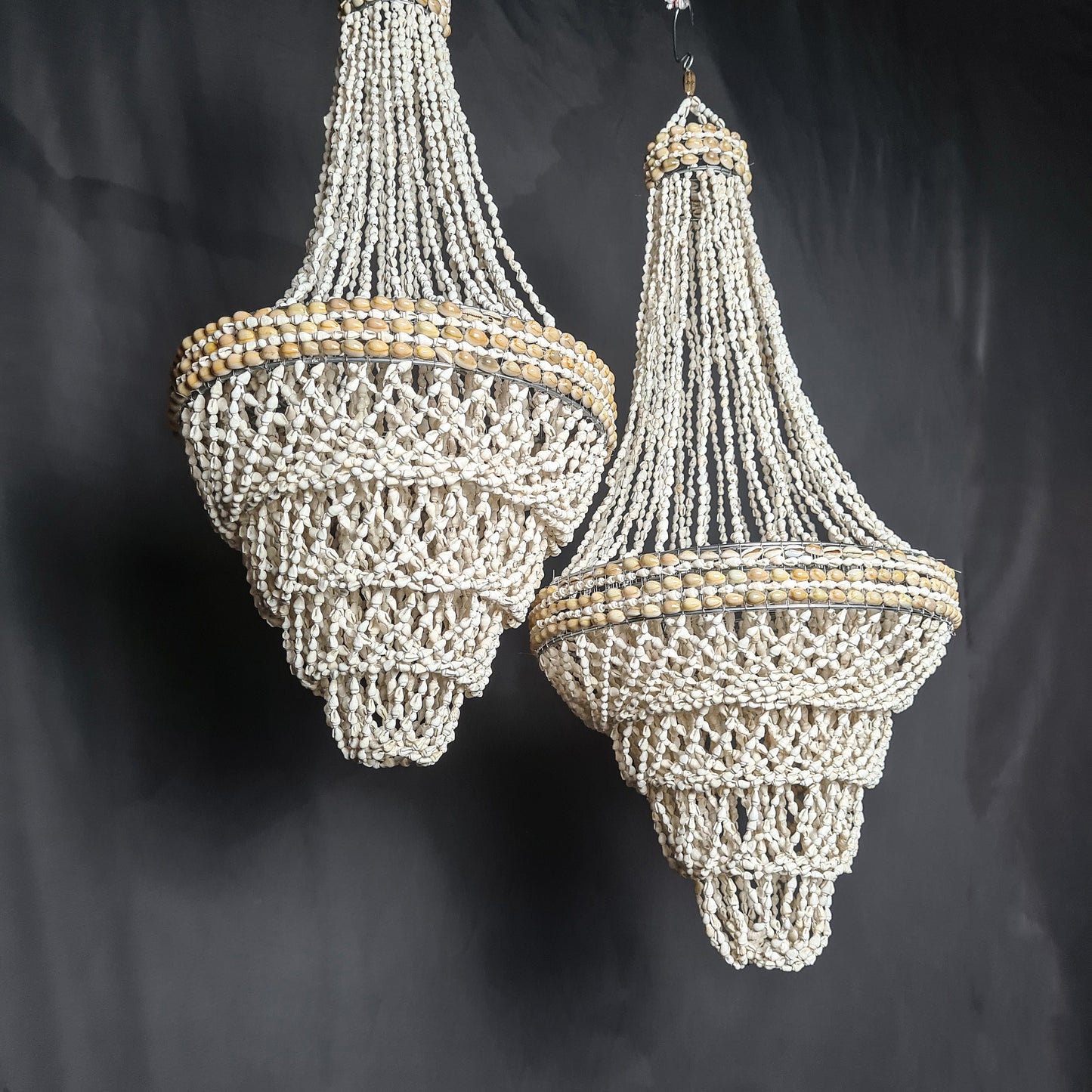 Pendant shell lampshade pyramid 30x70cm sea shells chandelier white shell lamp shade boho bohemian pendant chandelier