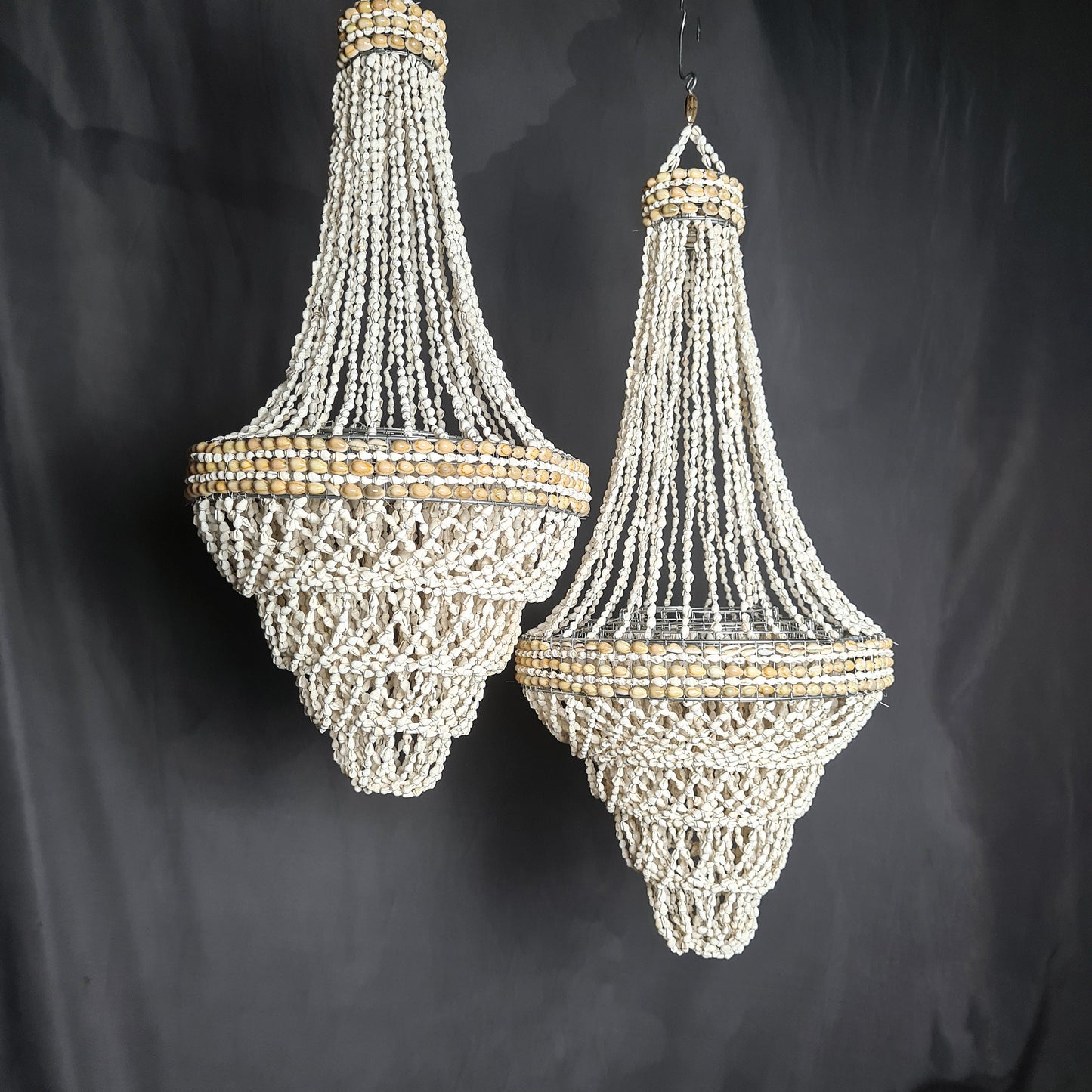 Pendant shell lampshade pyramid 30x70cm sea shells chandelier white shell lamp shade boho bohemian pendant chandelier