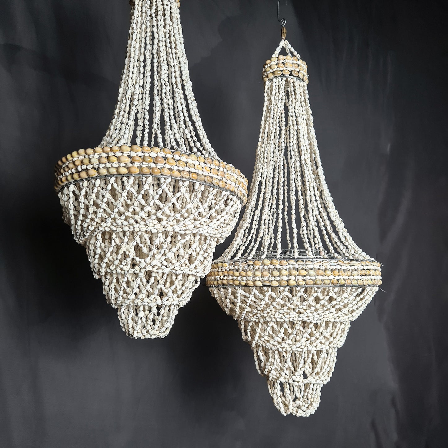 Pendant shell lampshade pyramid 30x70cm sea shells chandelier white shell lamp shade boho bohemian pendant chandelier