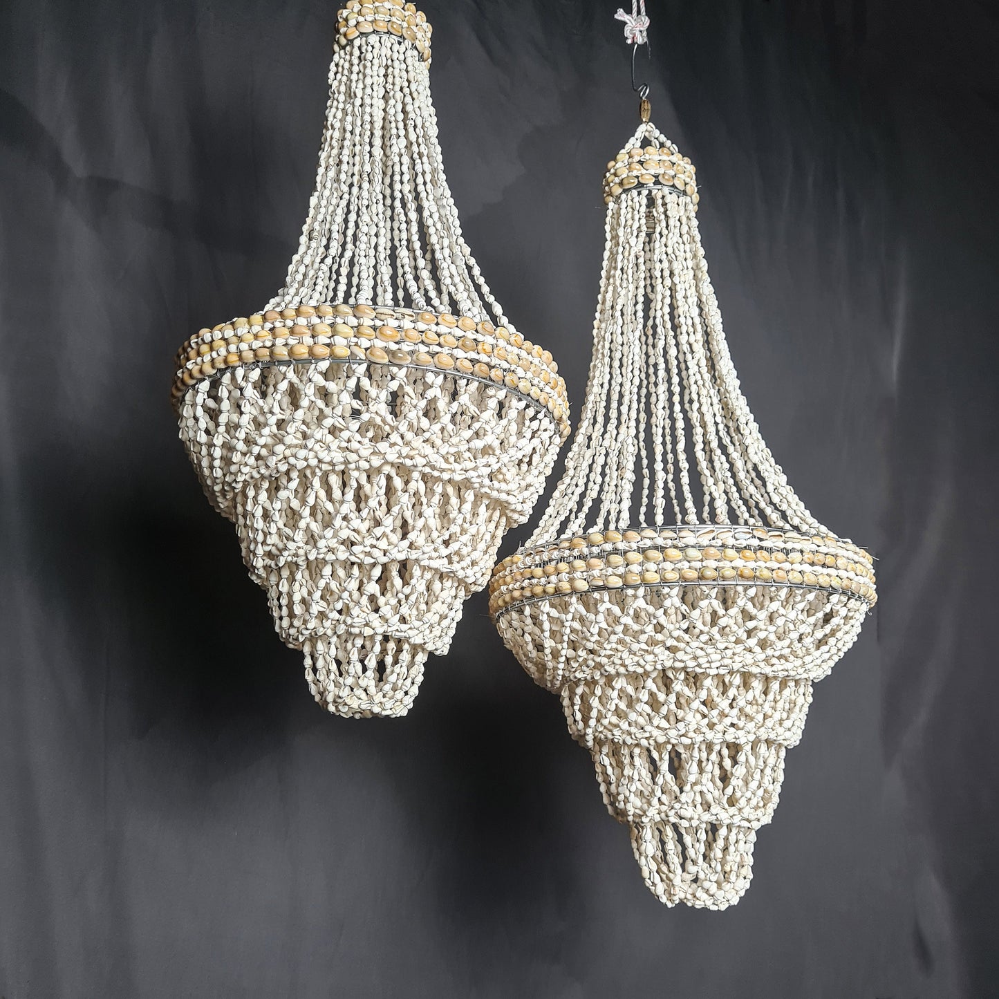 Pendant shell lampshade pyramid 30x70cm sea shells chandelier white shell lamp shade boho bohemian pendant chandelier