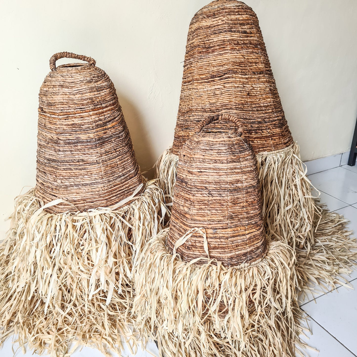 Set of 3 lampshade 30cm 40cm 50cm wicker pendant lamp shade chandelier bohemian lamp boho style decor