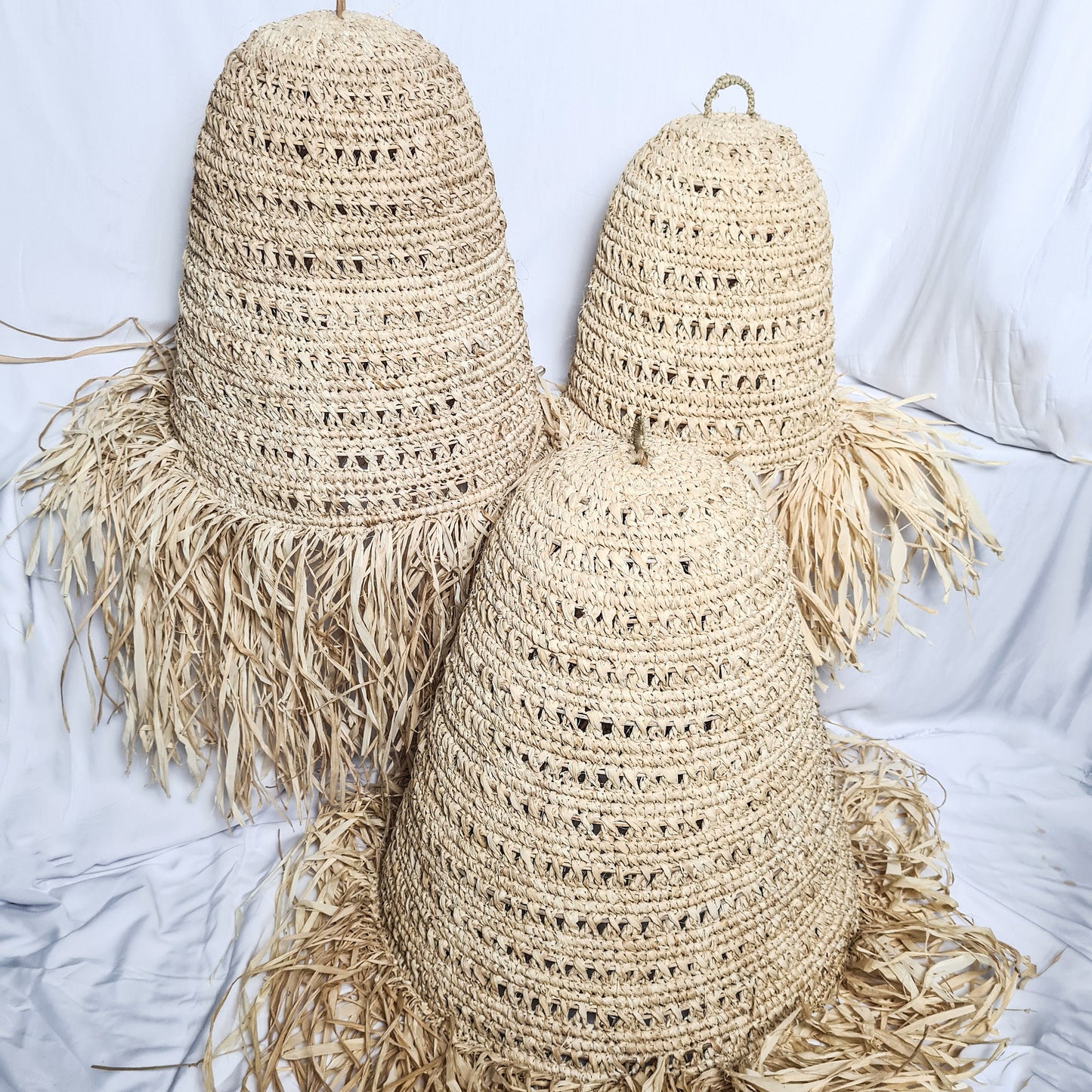 Set of 3 lampshade 30cm 40cm 50cm bohemian lamp boho style decor chandelier wicker pendant lamp shade eco decor tropical interior