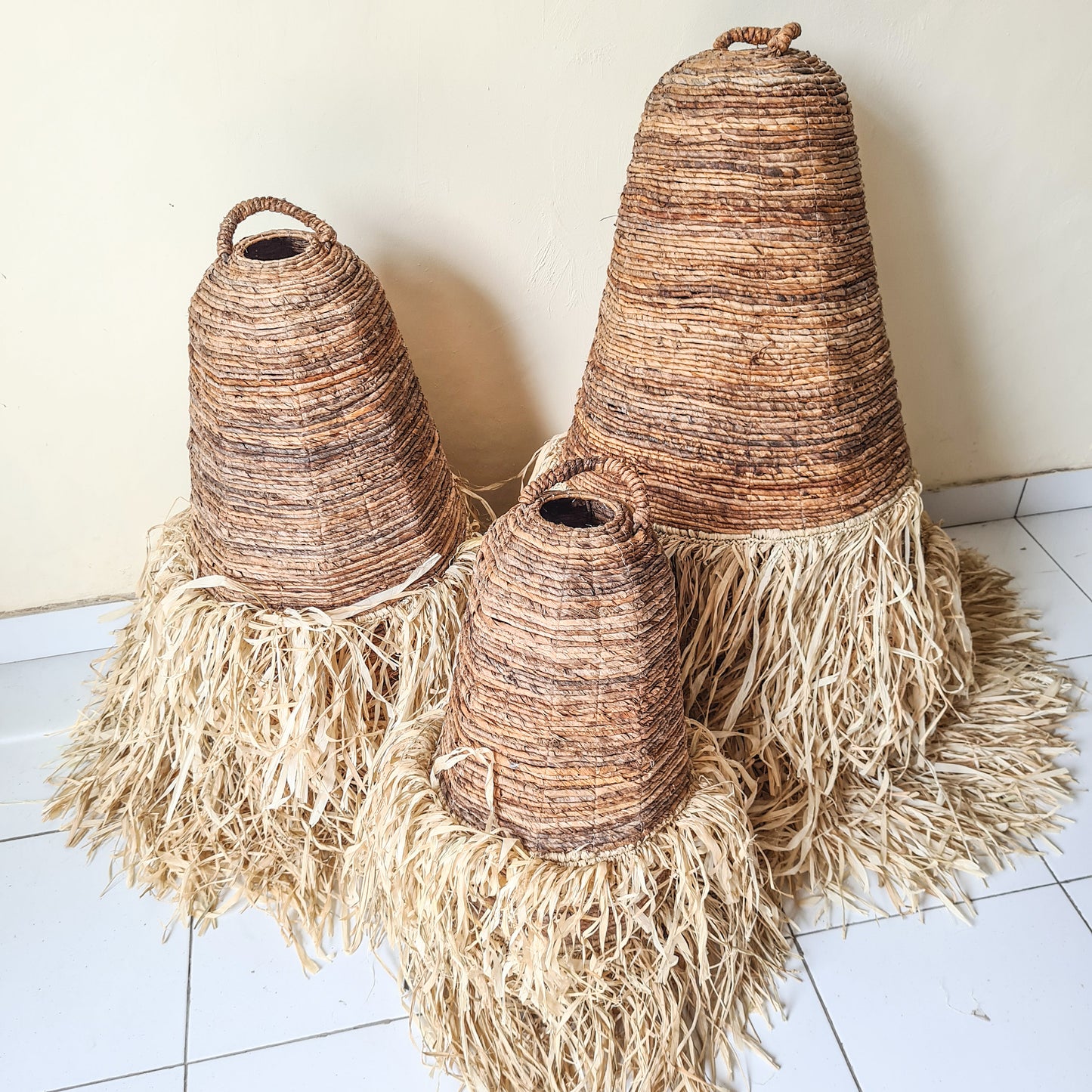 Set of 3 lampshade 30cm 40cm 50cm bohemian lamp eco decor boho style decor chandelier wicker pendant lamp shade tropical interior