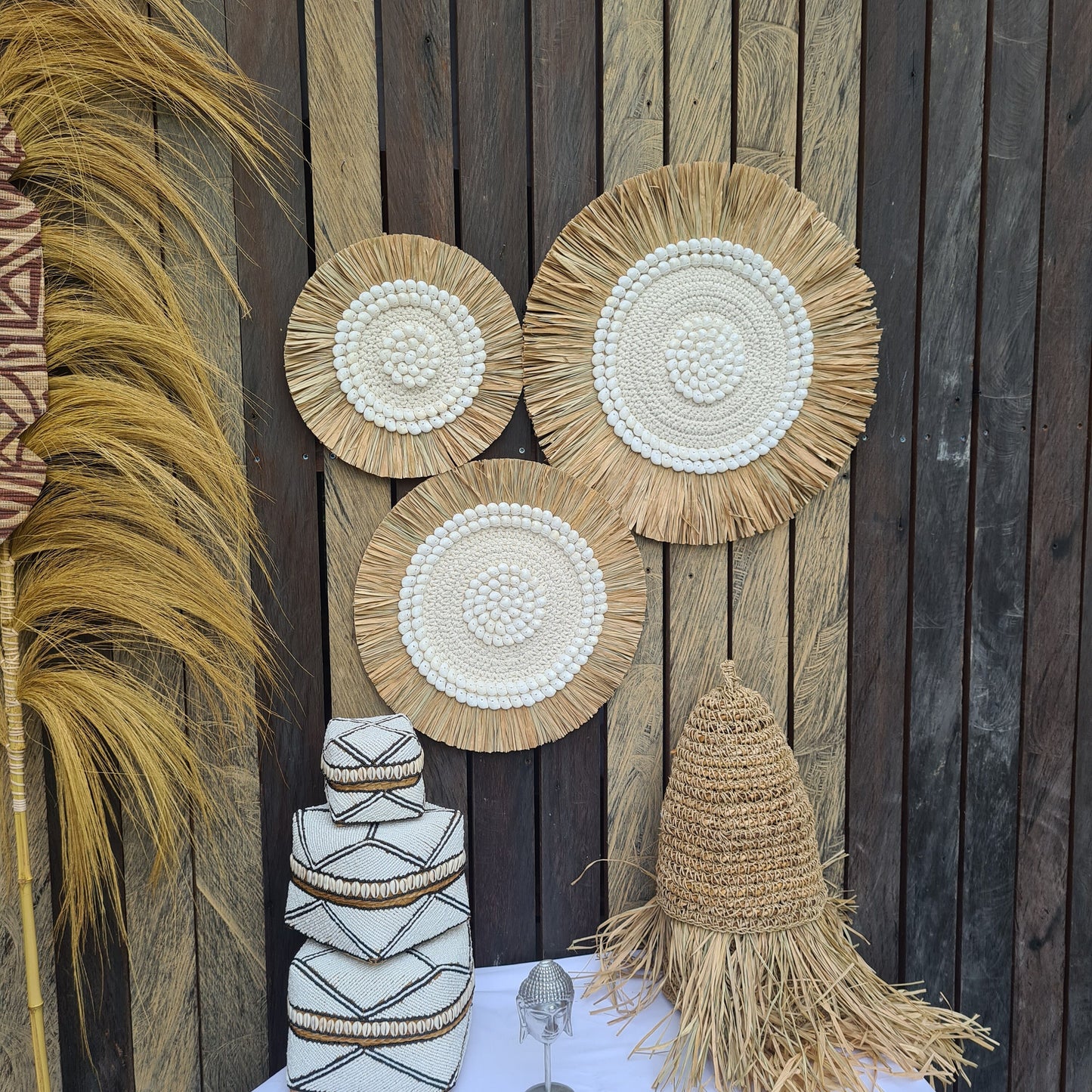 Juju rafia set 3 wall decor 30, 40, 50cm jujuhat eco decor wall hangings boho decor wall decoration wall basket macrame