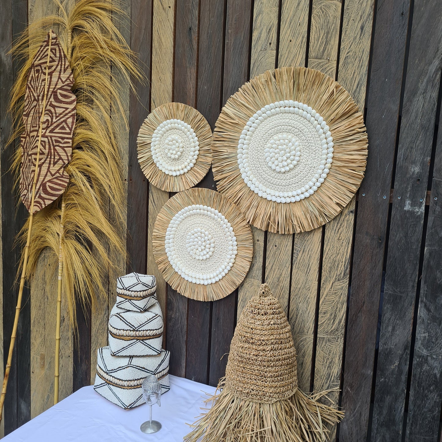 Juju rafia set 3 wall decor 30, 40, 50cm jujuhat eco decor wall hangings boho decor wall decoration wall basket macrame