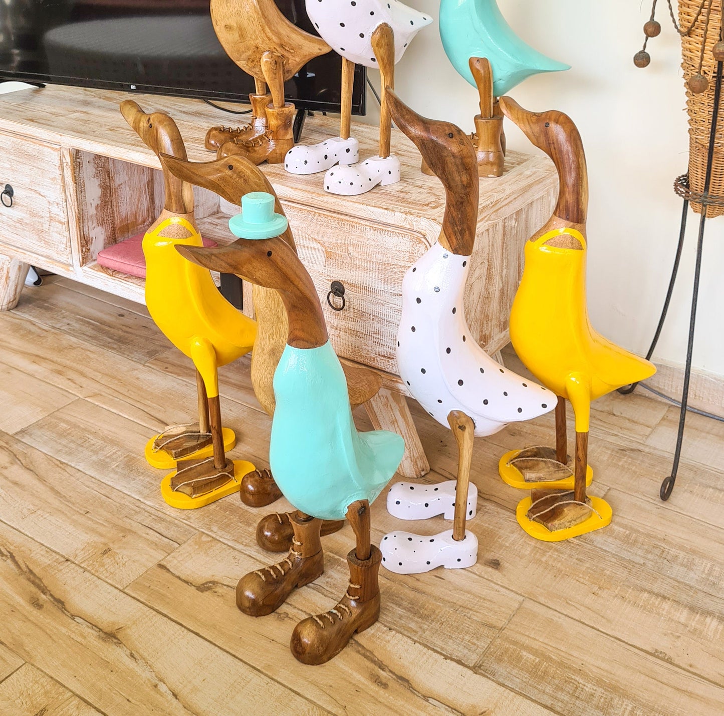 Set 2pcs Wooden duck 65cm bamboo ducky interior toys toys decoration wooden animals boho ducks table decoration wooden toys decor