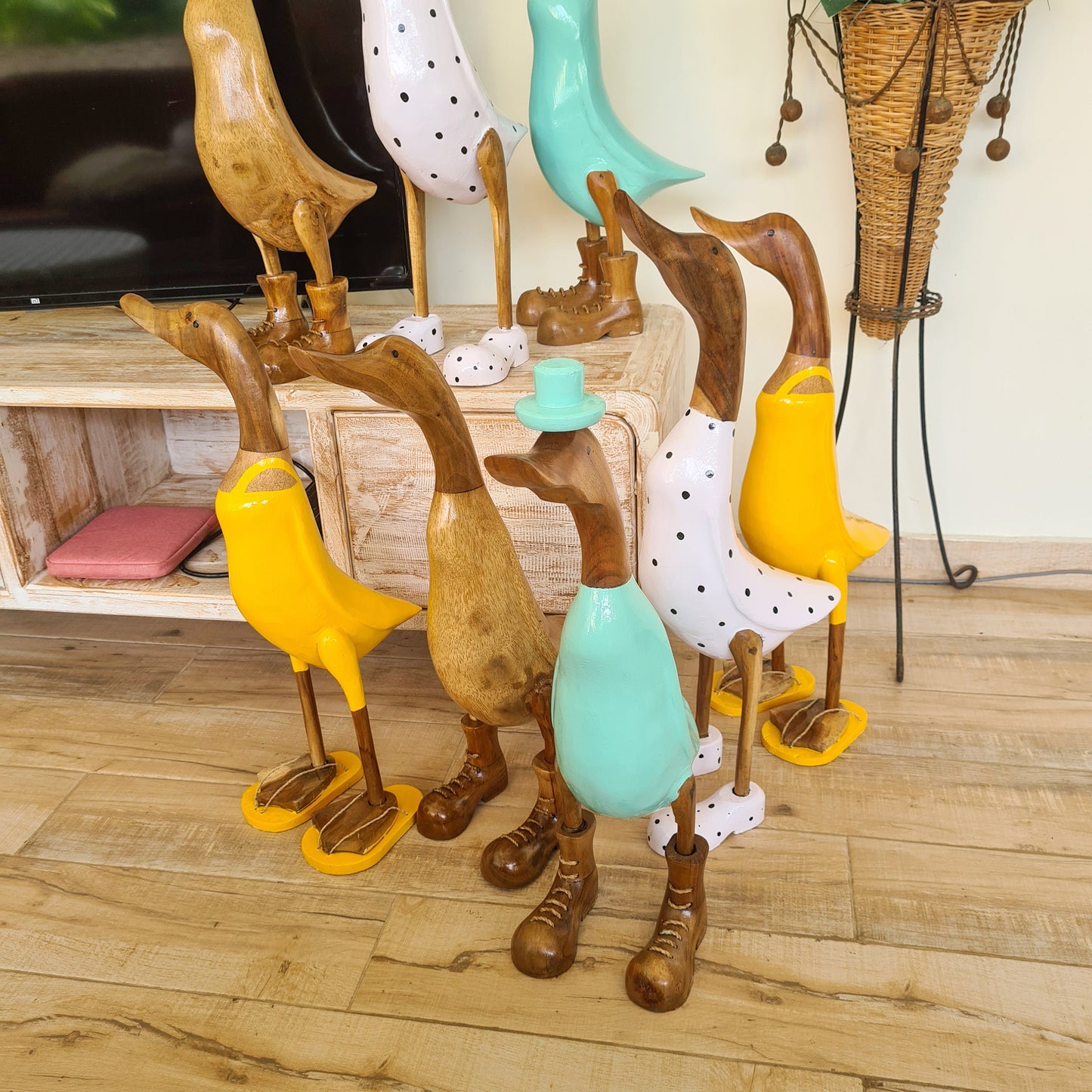Set 2pcs Wooden duck 65cm bamboo ducky interior toys toys decoration wooden animals boho ducks table decoration wooden toys decor