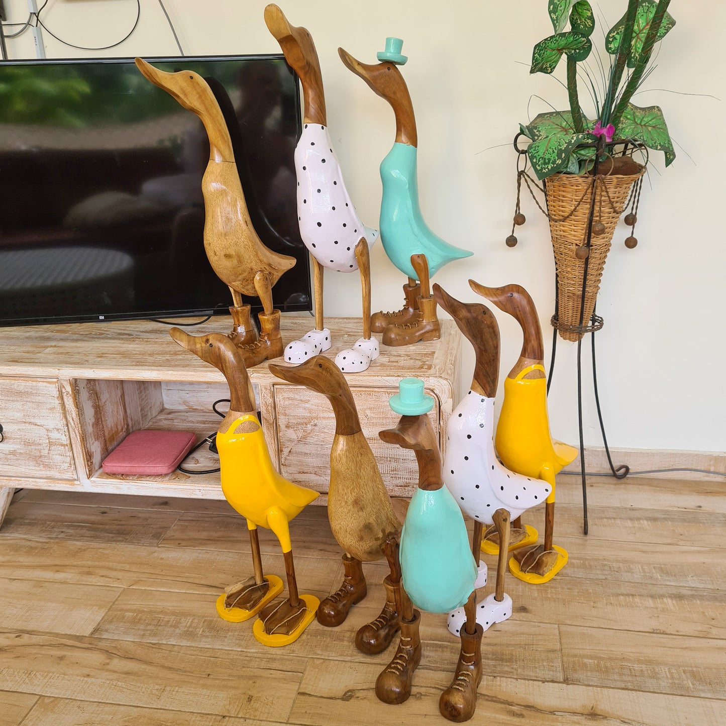 Set 2pcs Wooden duck 65cm bamboo ducky interior toys toys decoration wooden animals boho ducks table decoration wooden toys decor