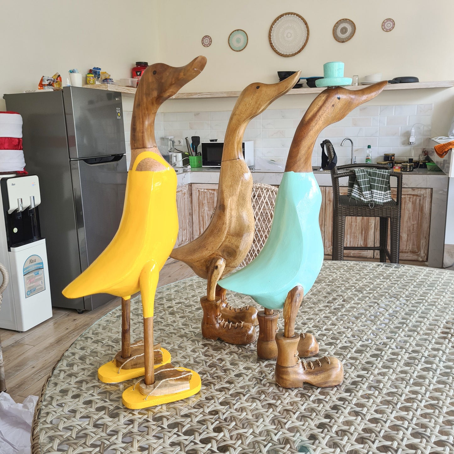 Set 2pcs Wooden duck 65cm bamboo ducky interior toys decoration wooden animals boho ducks table decoration wooden toys decor