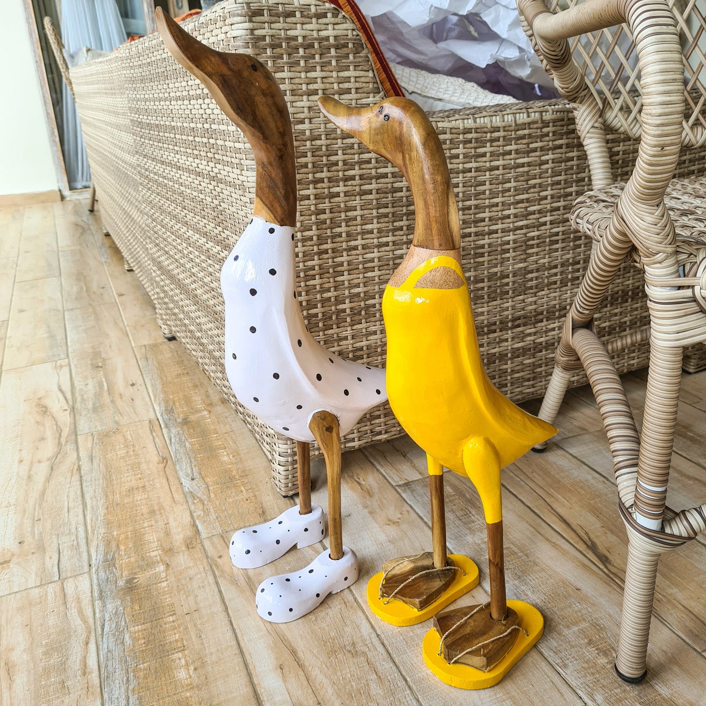 Set 2pcs Wooden duck 65cm wooden animals bamboo ducky interior toys decoration boho ducks table decoration wooden toys decor