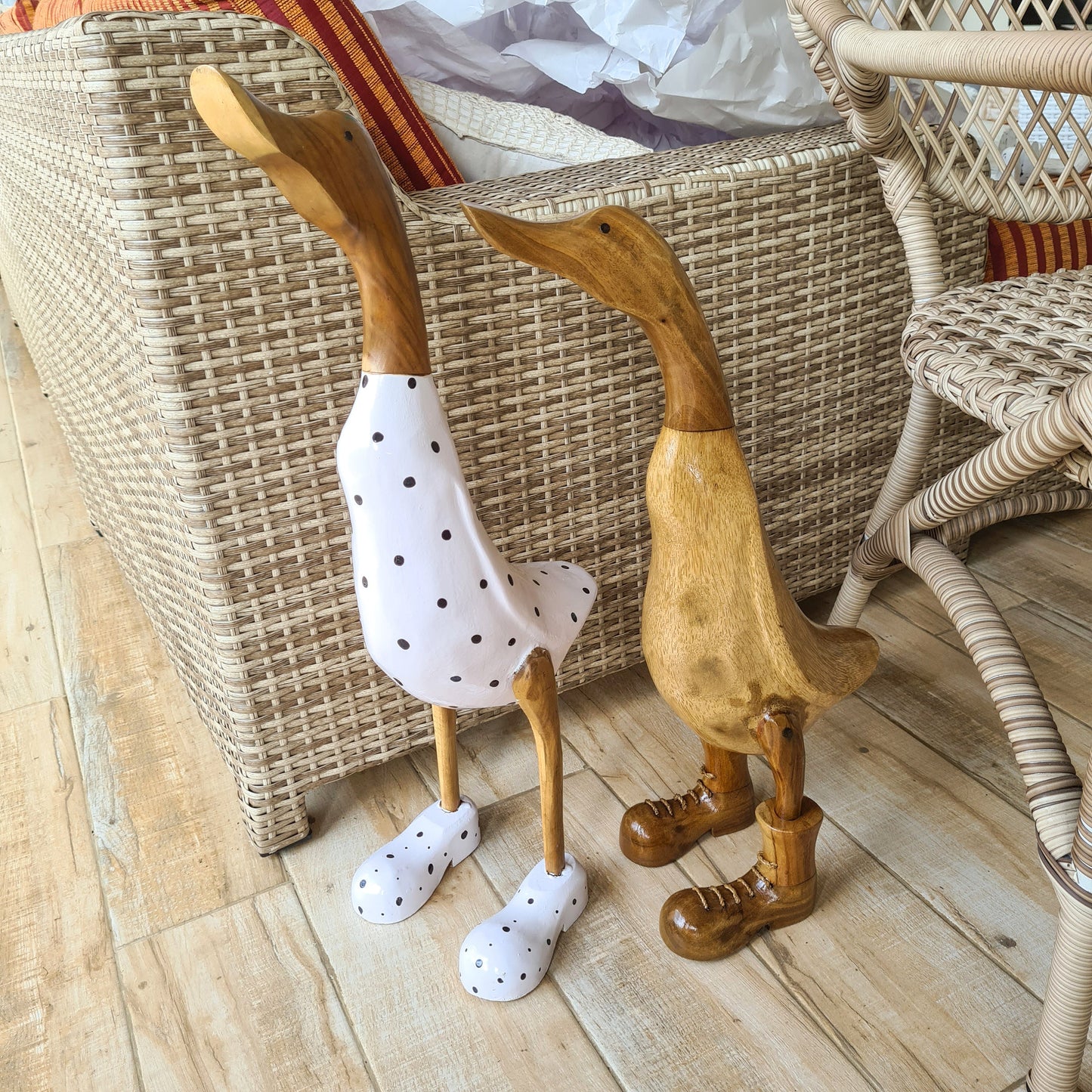 Set 2pcs Wooden duck 65cm wooden toys decor wooden animals bamboo ducky interior toys decoration boho ducks table decoration wood figurines