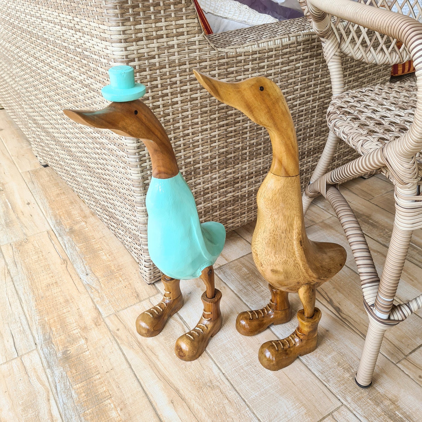 Set 2pcs Wooden duck 65cm wooden toys decor wooden animals bamboo ducky interior toys decoration boho ducks table decoration wood figurines